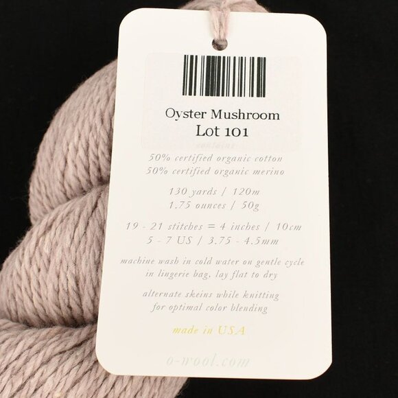O-Wool Balance Yarn Organic Cotton Merino Oyster Mushroom - Picture 3 of 3